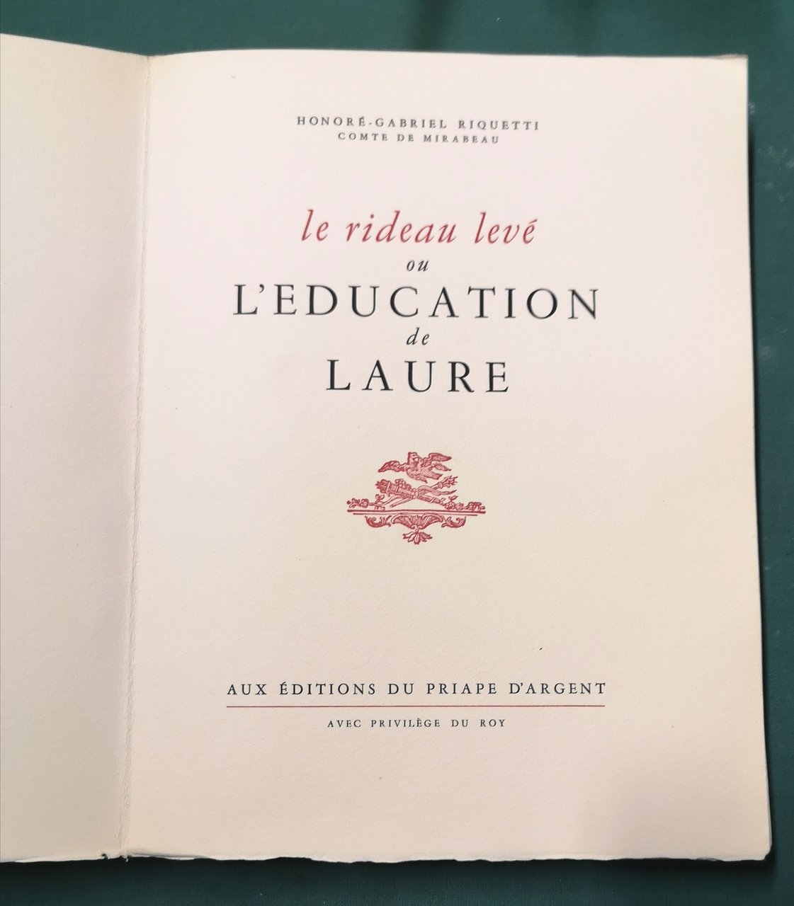 Le Rideau lev&amp;eacute; ou l'Education de Laure.