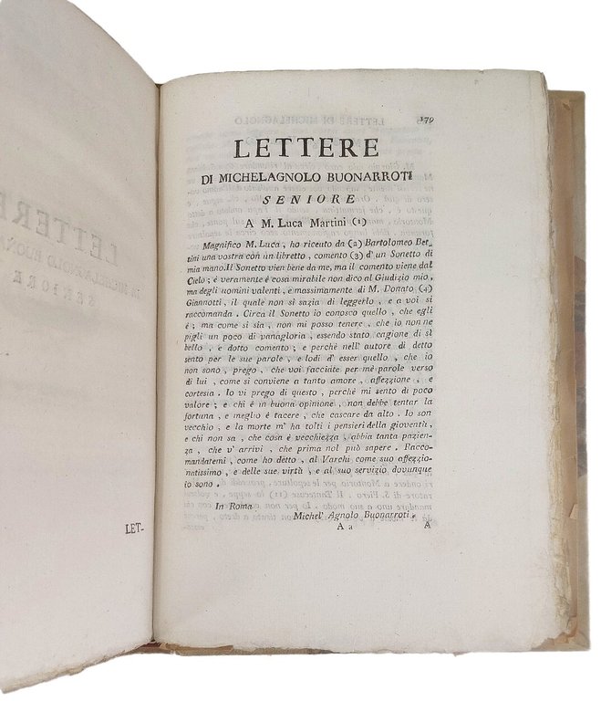 Le Rime di M.Buonarroti, pittore, scultore, architetto e poeta fiorentino.