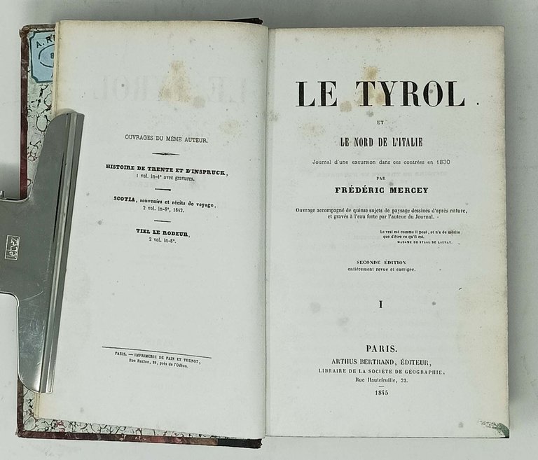Le Tyrol et le Nord de l'Italie. Journal d'une excursion …