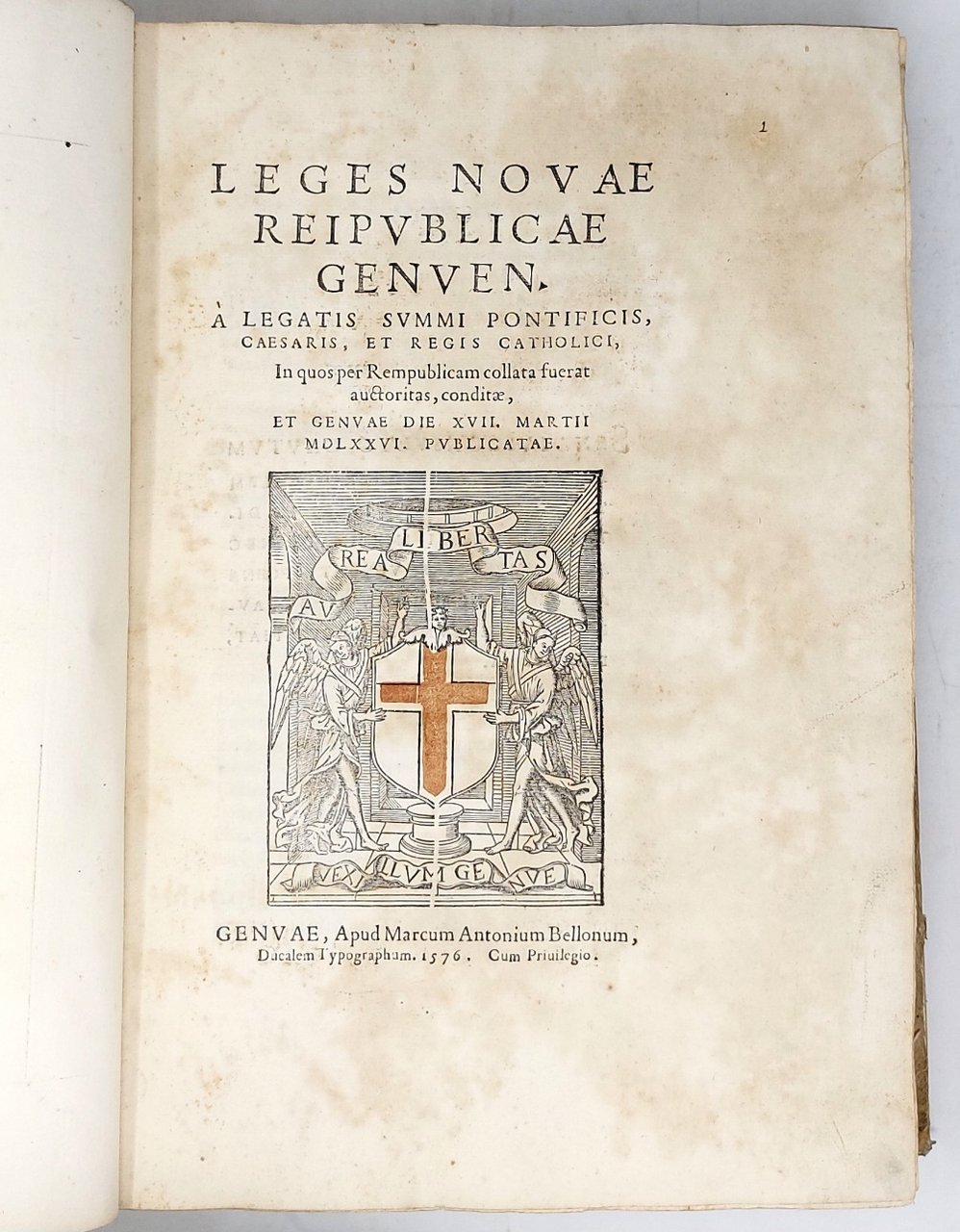 LEGES NOVAE REIBUBLICAE GENUEN...1576 (Legato con Manoscritto): LEGES REIPUBLICAE GENUENSIS …
