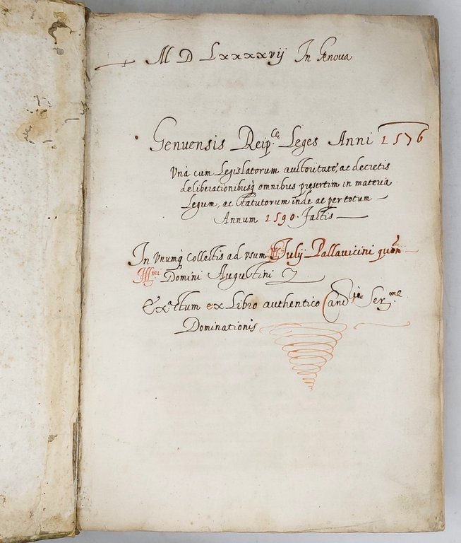 LEGES NOVAE REIBUBLICAE GENUEN...1576 (Legato con Manoscritto): LEGES REIPUBLICAE GENUENSIS …