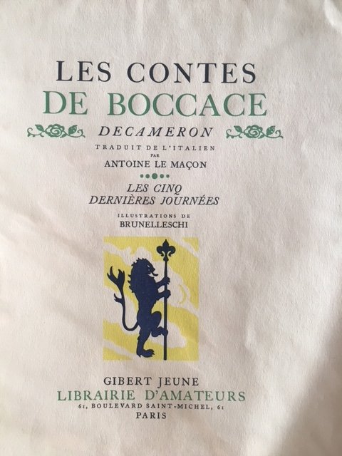 Les Contes de Boccace. Decameron. Traduit de l'italien par Antoine …