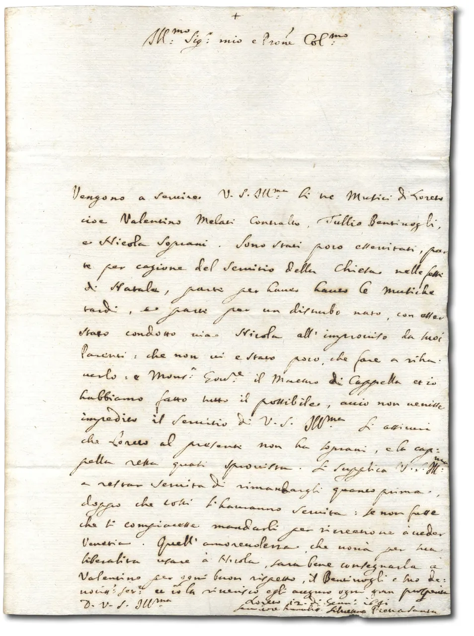 Lettera autografa a Illustrissimo Sig. e Col.mo Padrone | Immagine principale