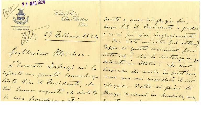 Lettera autografa dedicata al tema del divorzio.