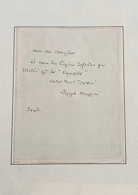 Lettera autografa in francese a ''Mon cher Monsieur'',