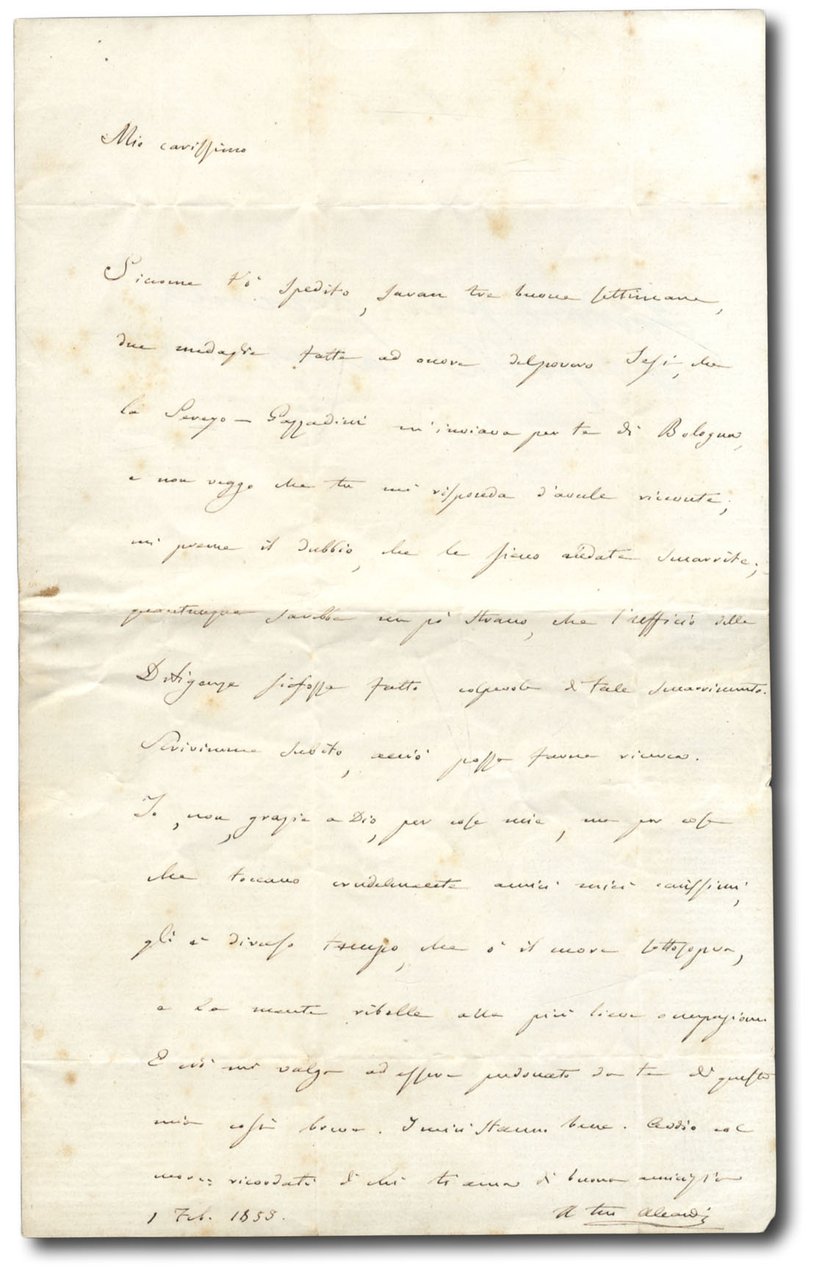 Lettera autografa indirizzata a Piero Zambelli.