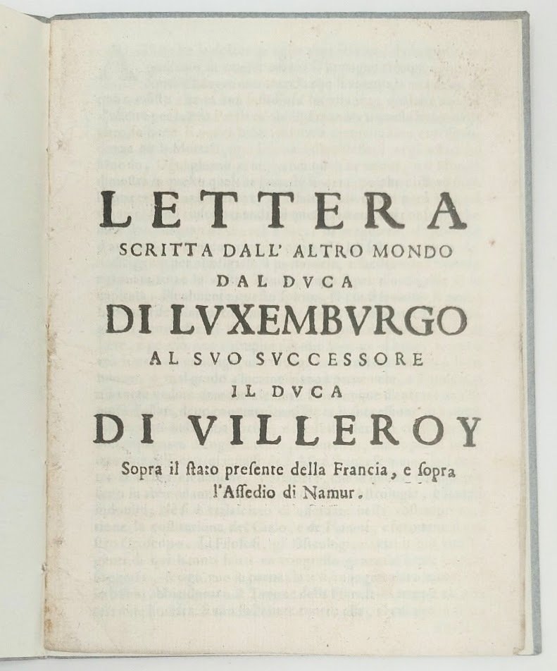 Lettera scritta dall'altro mondo dal Duca di Luxemburgo al suo …