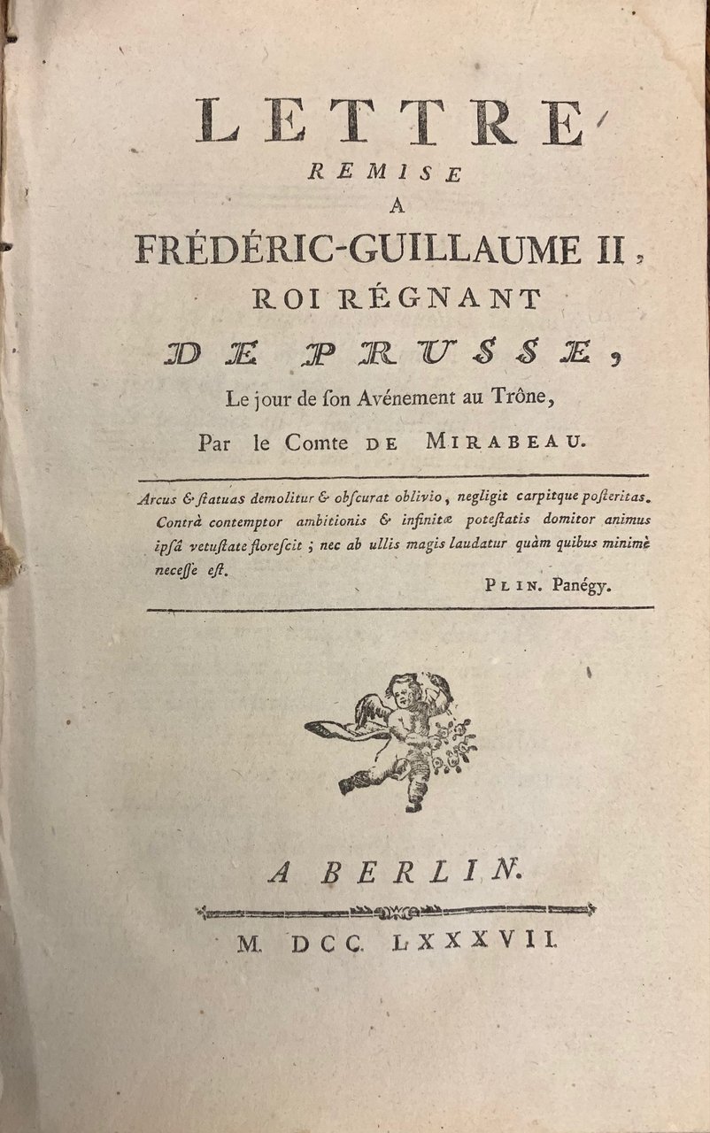 Lettre remise à Fréderic-Guillaume II.