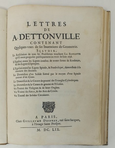 Lettres de A. Dettonville, contenant quelques-unes de ses inventions de …