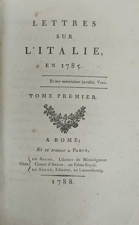 Lettres sur l'Italie en 1785.
