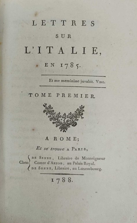 Lettres sur l'Italie en 1785.