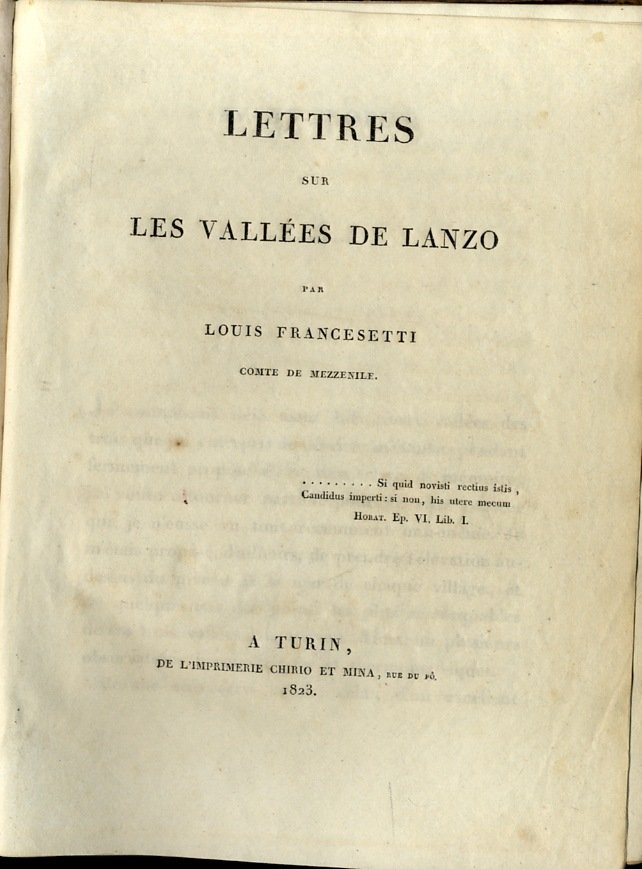Lettres sur les Vall&amp;eacute;es de Lanzo.