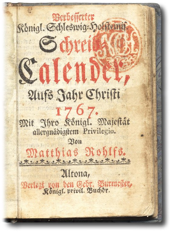 Schreib-Calendar aufs Jahr Jesu Christi 1767.