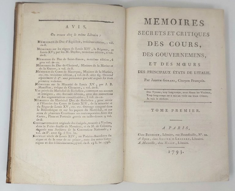 M&amp;eacute;moires secrets et critiques des Cours, des Gouvernemens, et de …