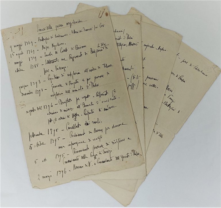 Manoscritto autografo ''Sinossi delle Guerre Napoleoniche''.