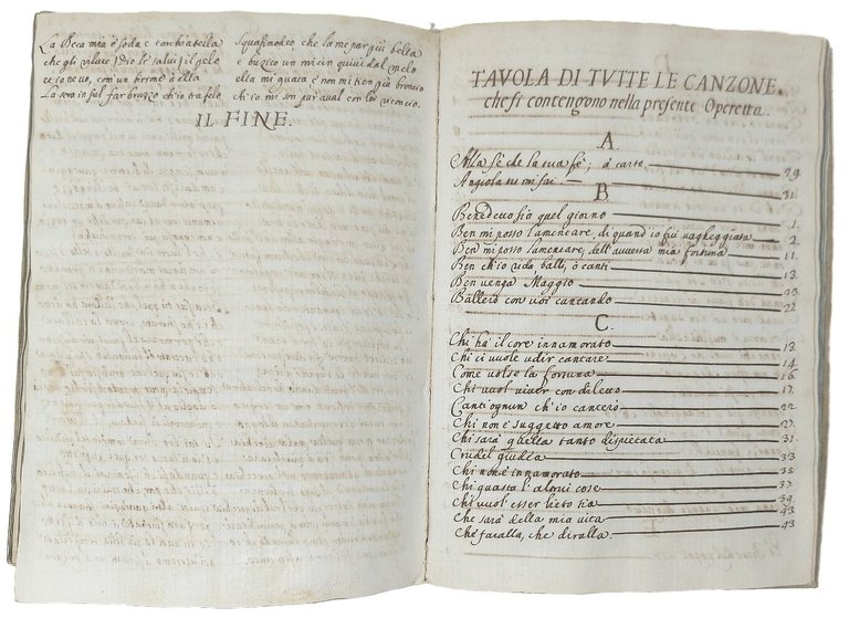 ( MANOSCRITTO) Canzone a ballo composte del magnifico Lorenzo de' …