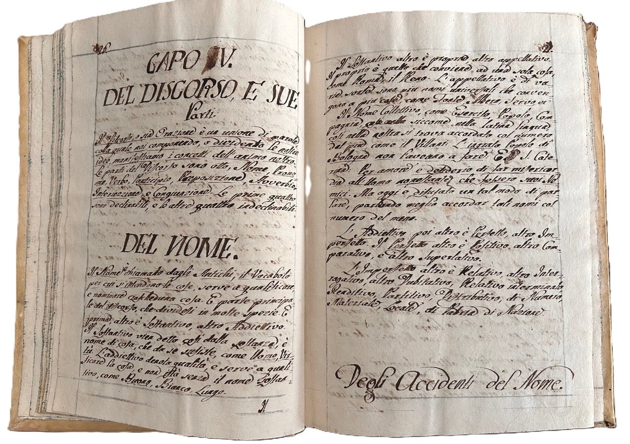 Manoscritto: ''Regole della Lingua Italiana raccolte da Tommaso De Sanctis''. …