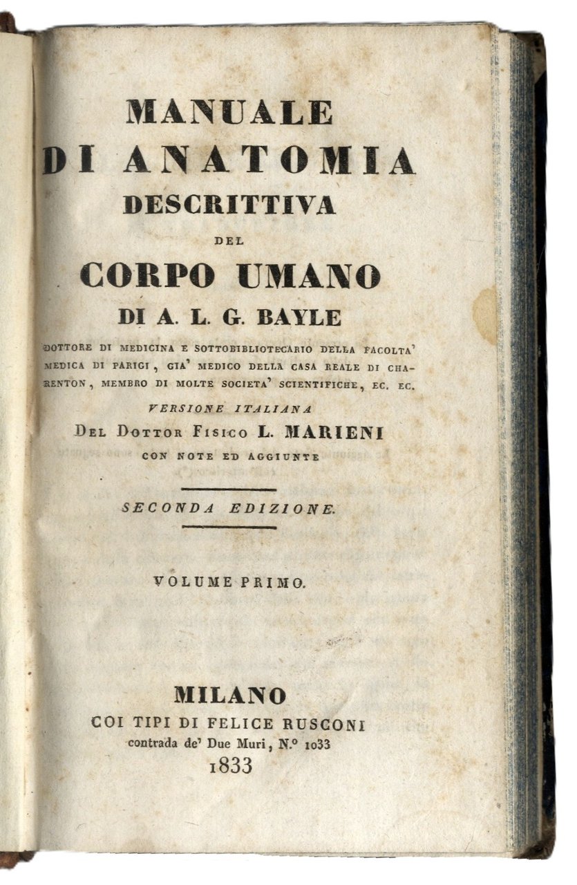 Manuale di Anatomia Descrittiva del Corpo Umano. Versione italiana di … | Immagine principale