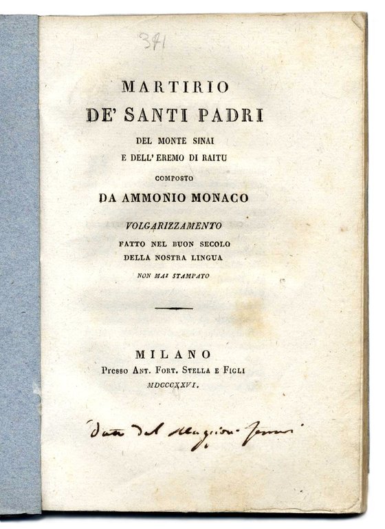 Martirio de' Santi Padri del Monte Sinai e dell'Eremo di …