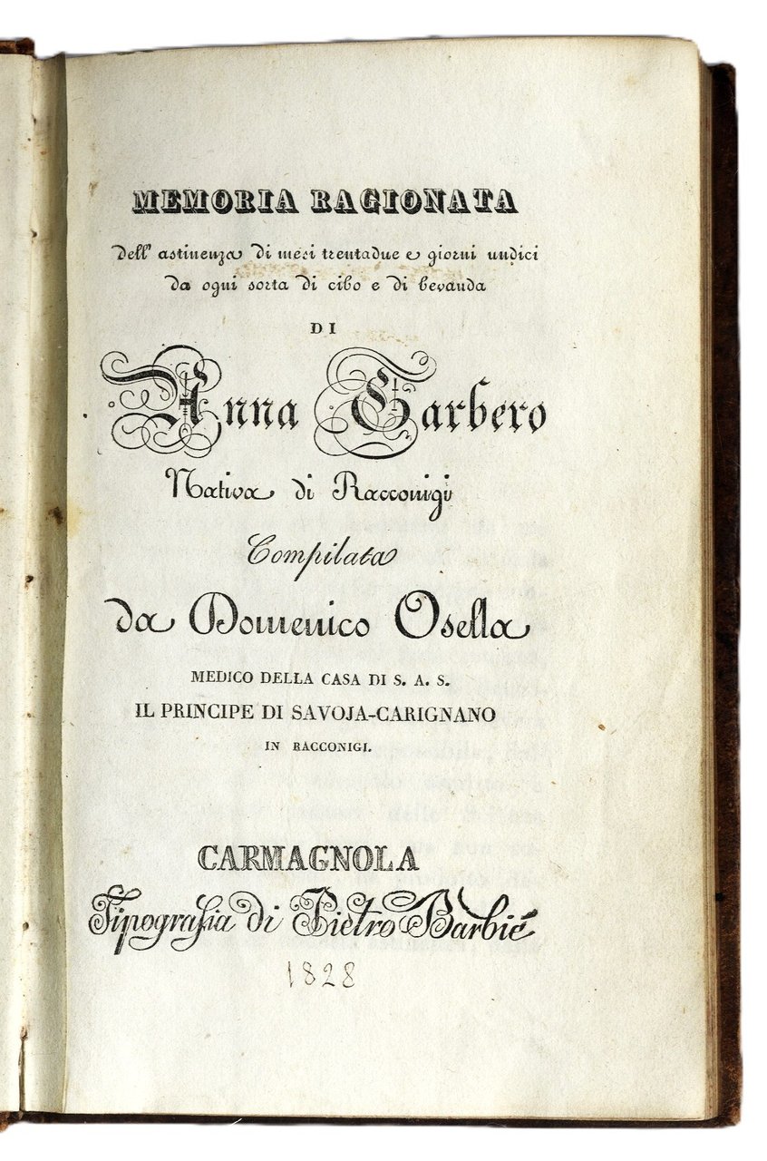 Memoria ragionata dell'Astinenza di mesi trentadue e giorni undici da … | Immagine principale