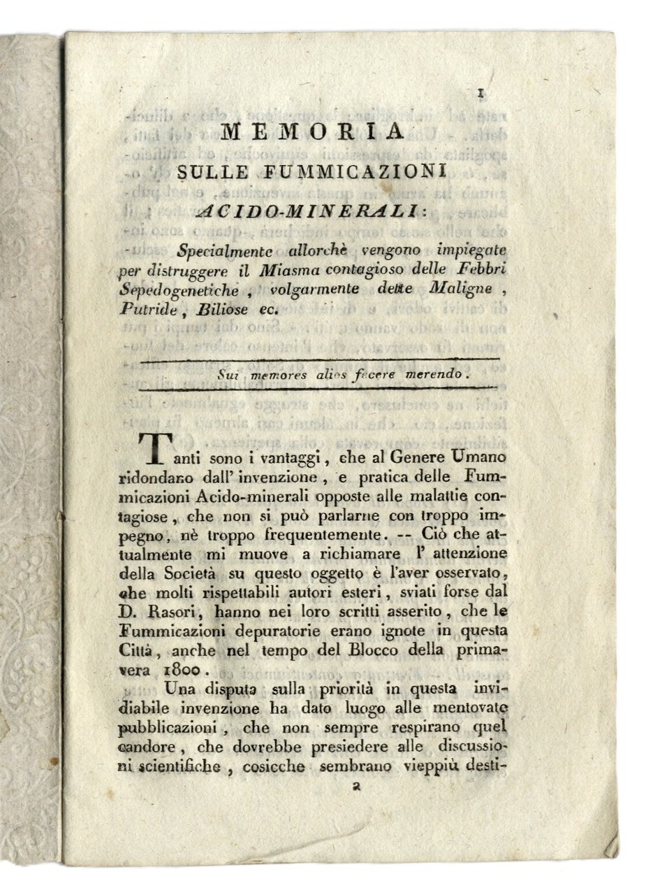 Memoria sulle fummicazioni acido-minerali Specialmente allorch&amp;egrave; vengono impiegate per distruggere … | Immagine principale