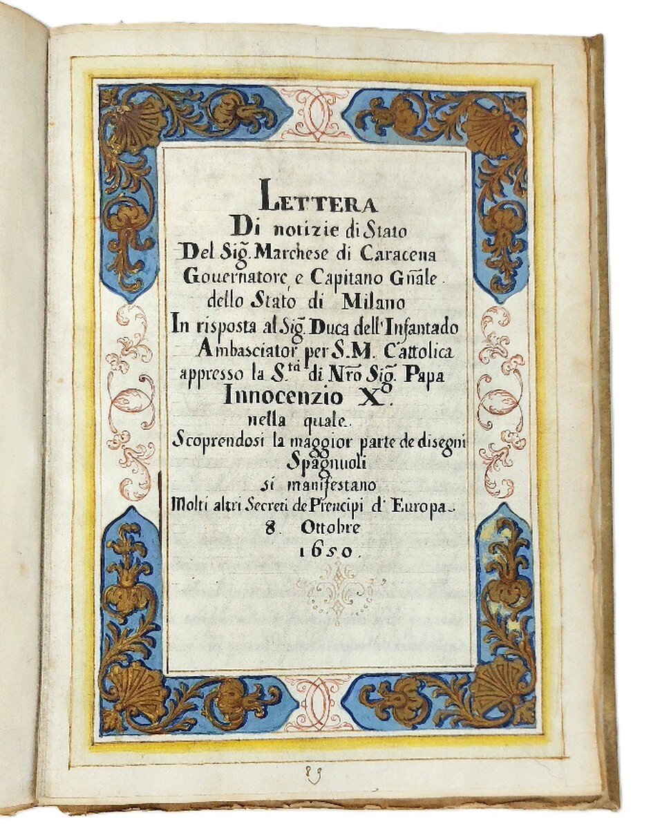 MISCELLANEA LETTERARIA E POLITICA - 4 Manoscritti in legatura coeva.