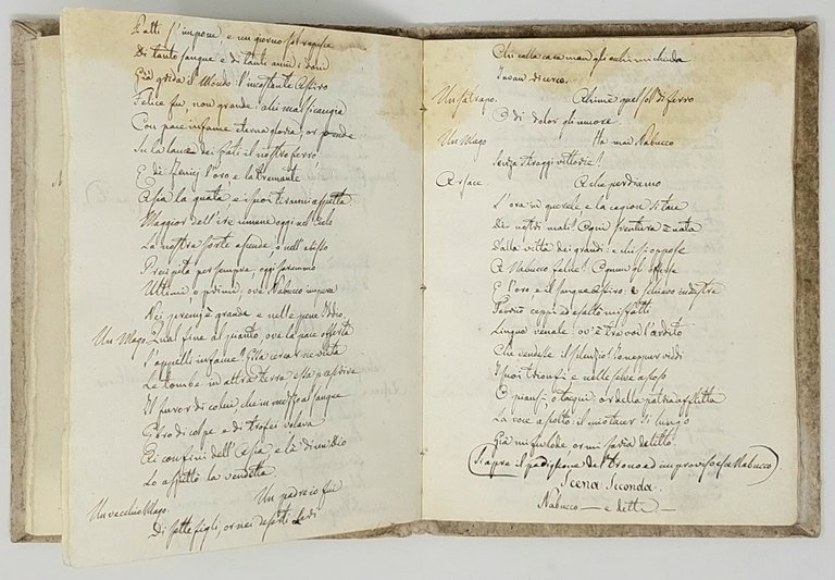 Nabucco. Tragedia di Ugo Foscolo (sic). Londra 1824. Manoscritto.&amp;nbsp;