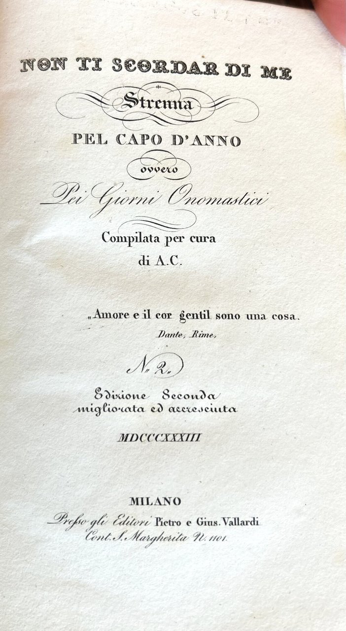 Non ti scordar di me. Strenna pel capo d'anno ovvero …