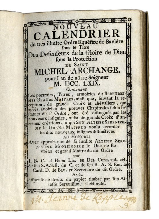 Nouveau Calendrier du tr&amp;eacute;s illustre ORDRE EQUESTRE DE BAVIERE sous … | Immagine Gallery 3