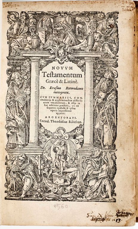 Novum testamentum graece et latine, de Erasmo Roterdamo interprete