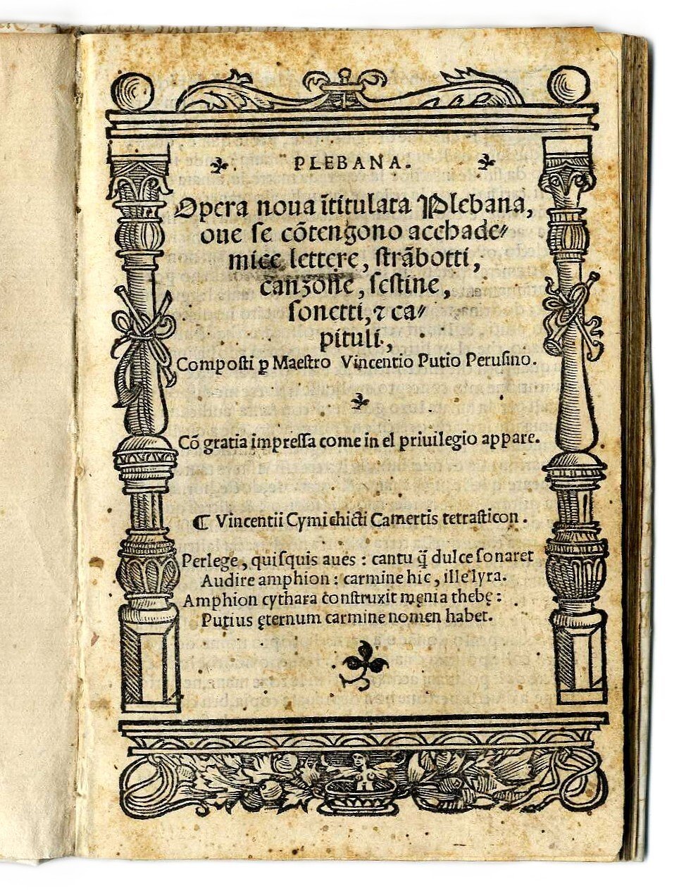 Opera nova intitulata Plebana, oue se contengono acchademice lettere, strambotti, …