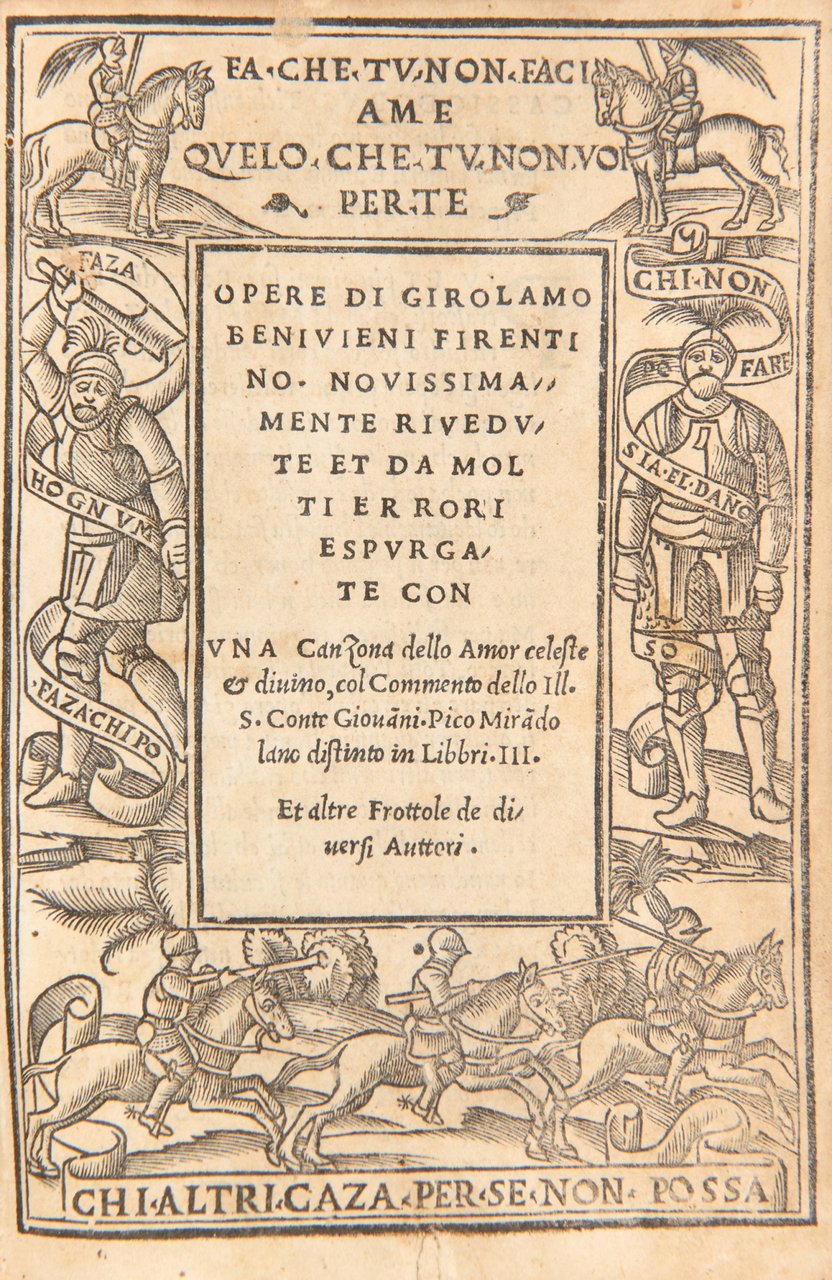 Opere di Girolamo Benivieni Firentino. Novissimamente rivedute et da molti …