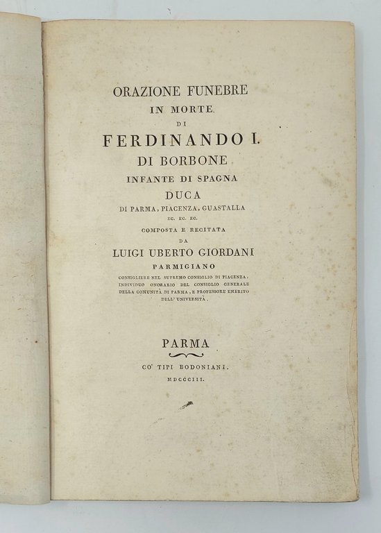 Orazione funebre in morte di Ferdinando I di Borbone, Infante … | Immagine Gallery 1