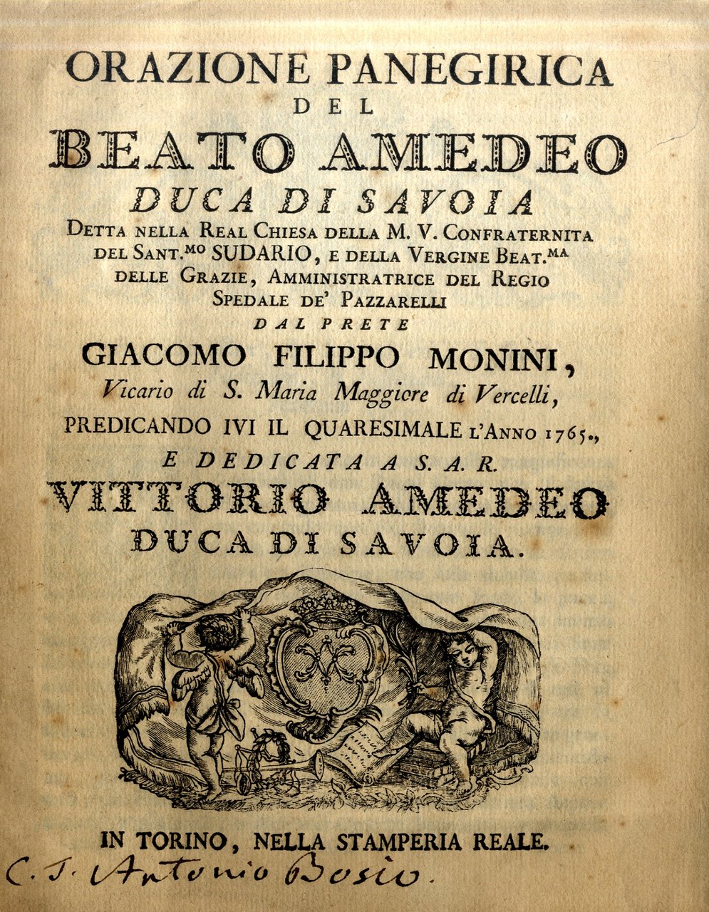 Orazione panegirica del Beato Amedeo Duca di Savoia.