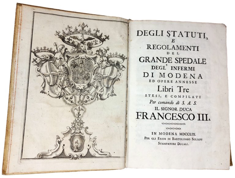 Ospedale degli Infermi. Degli statuti, e regolamenti del grande spedale …
