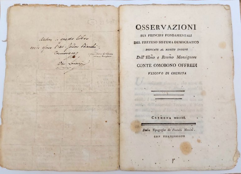 Osservazioni sui principi fondamentali del preteso Sistema Democratico dedicate al …