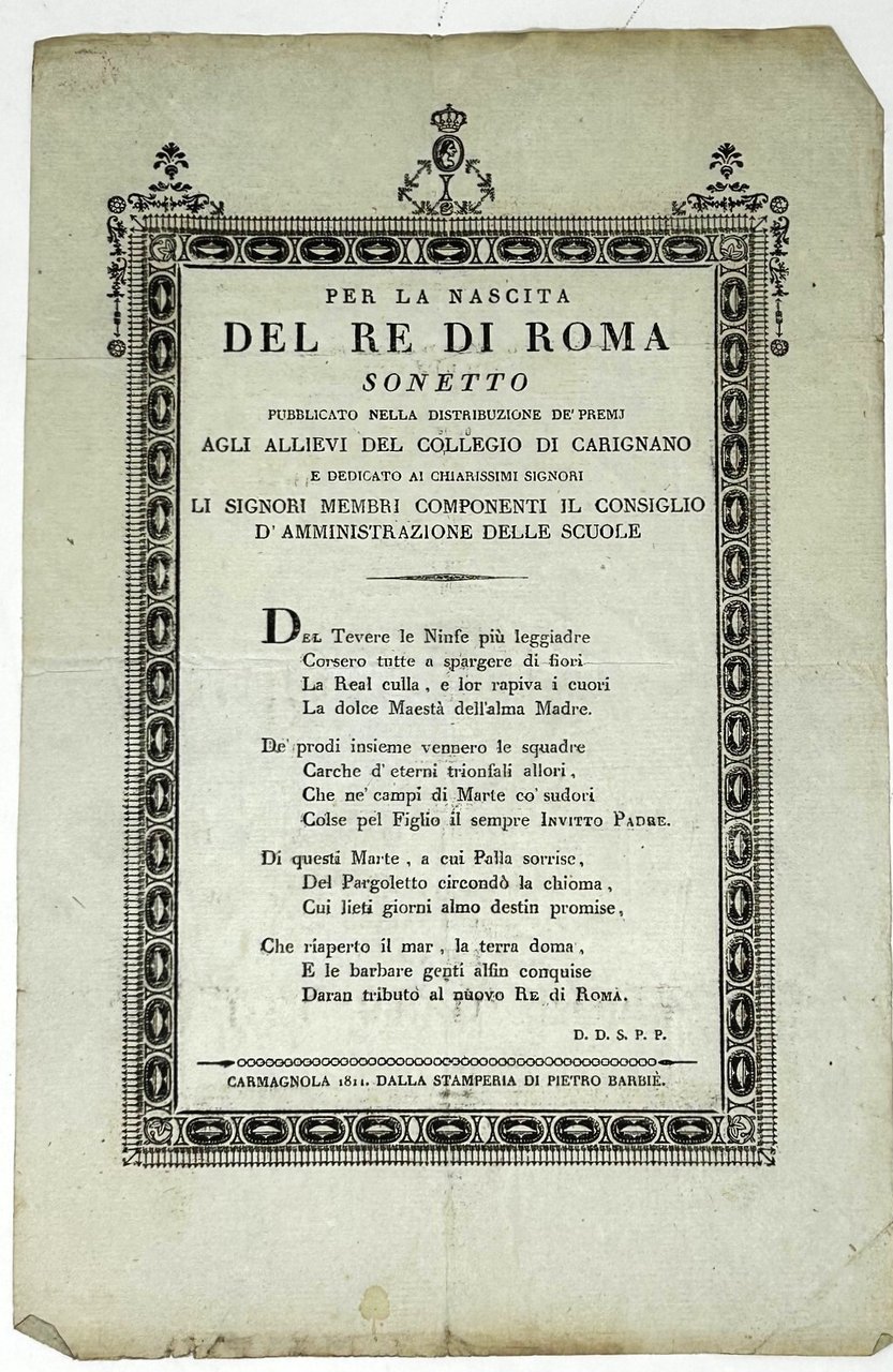 Per la nascita del Re di Roma.&amp;nbsp;