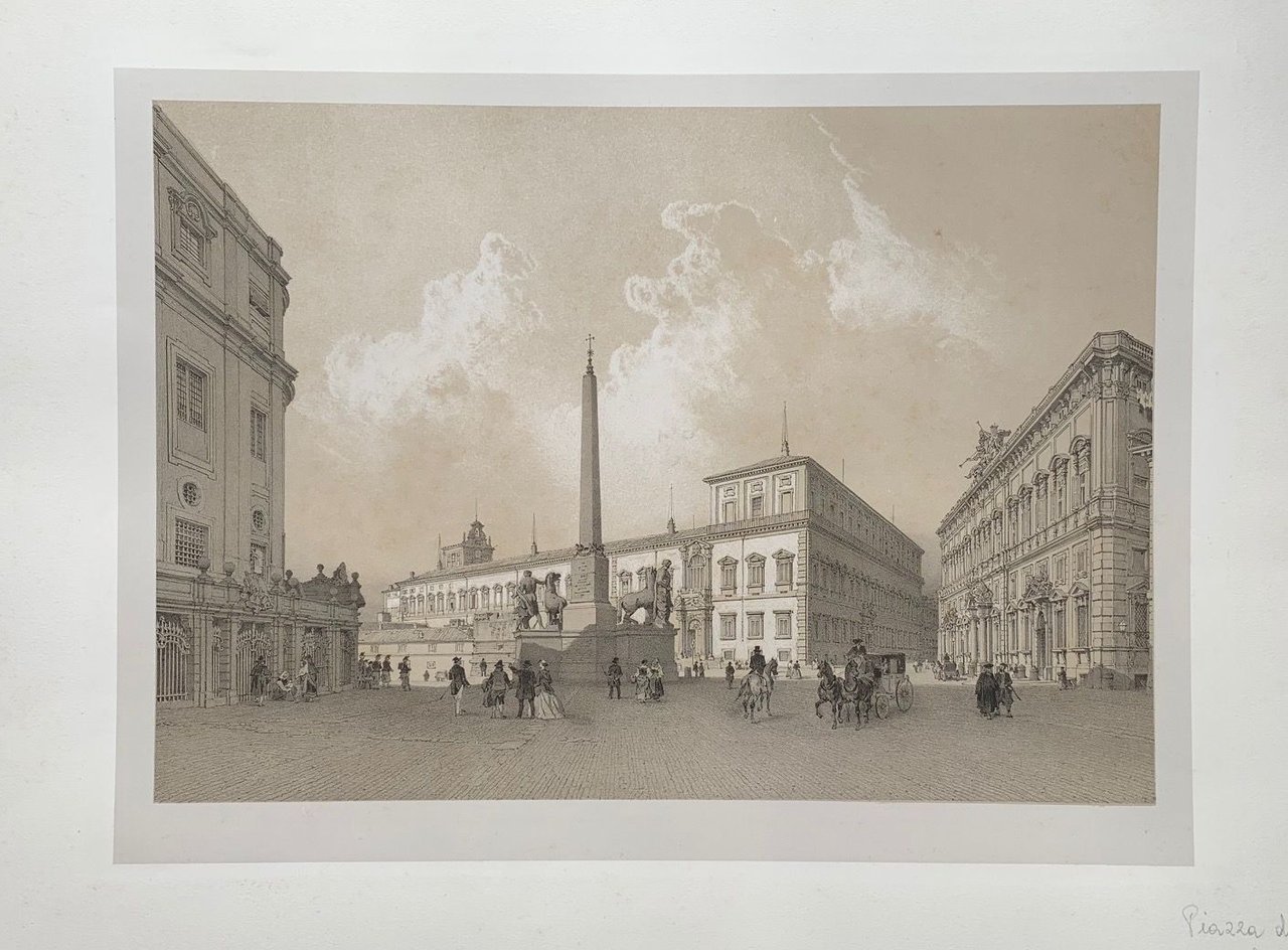 Piazza di Monte Cavallo e palazzo pontificio del Quirinale.