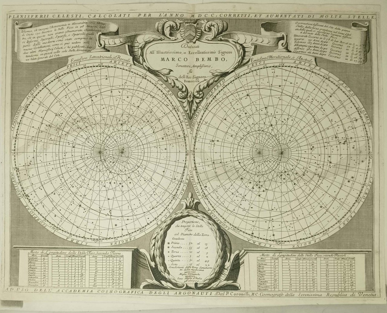 Planisferii Celesti, calcolati per l'anno MDCC, corretti, et aumentati di …