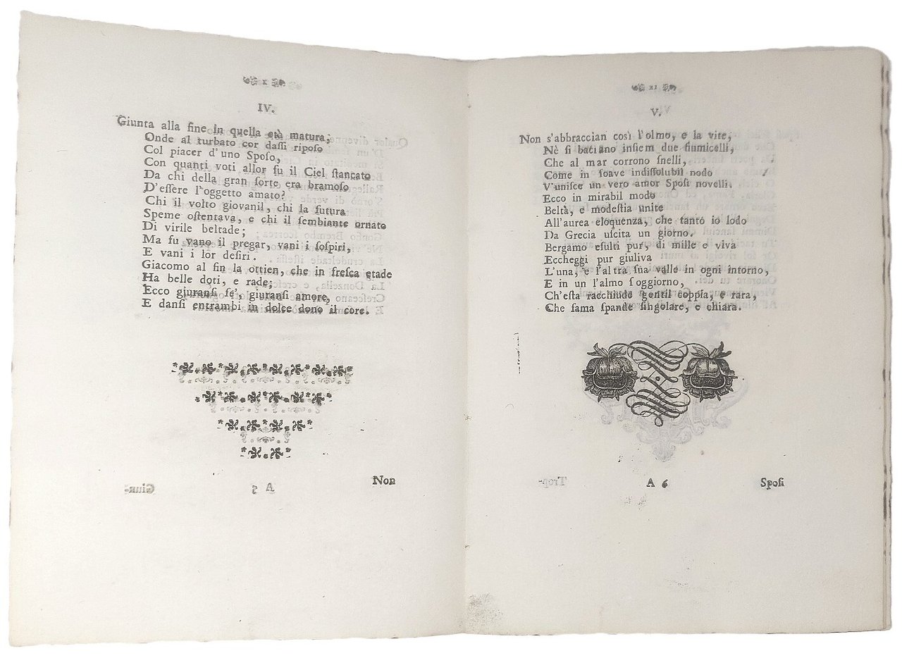 Poesie per le nozze del nobile Signor Avvocato Giacomo Arigoni …