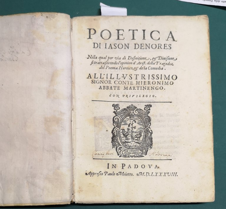 Poetica. Nella qual... si tratta della Tragedia, del Poema Heroico, …