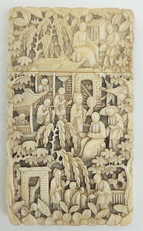 Porta Biglietti in Avorio intagliato a mano. 
