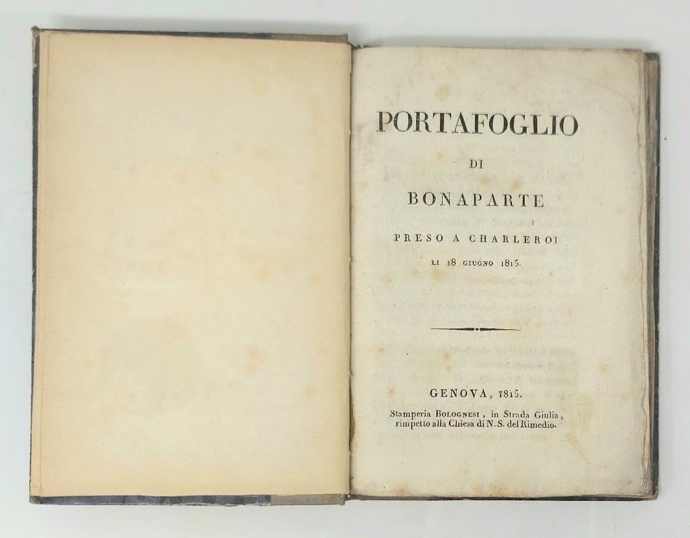 Portafoglio di Bonaparte preso a Charleroi li 18 giugno 1815.
