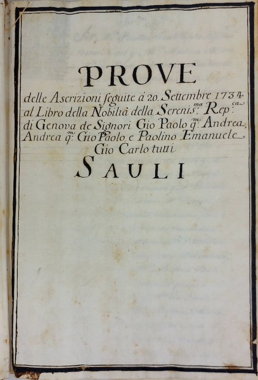 Prove delle ascrizioni seguite al 20 settembre 1734 al libro … | Immagine Gallery 2