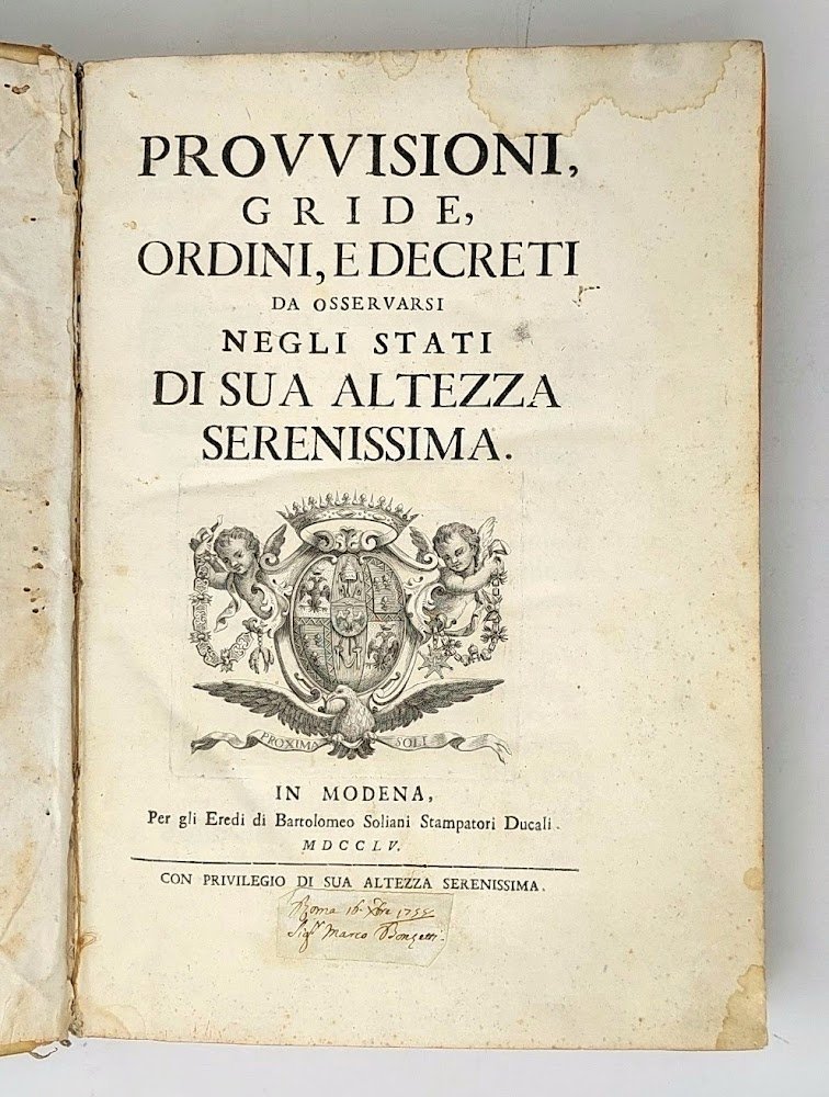 Provvisioni, gride, ordini, e decreti da osservarsi negli Stati di …