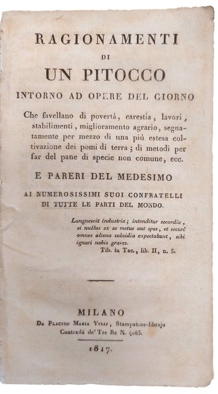 Ragionamenti di un Pitocco intorno ad opere del giorno che …