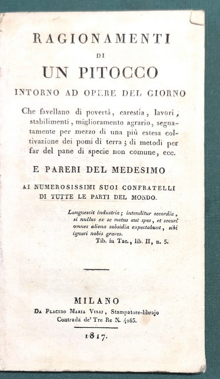 Ragionamenti di un Pitocco intorno ad opere del giorno che …