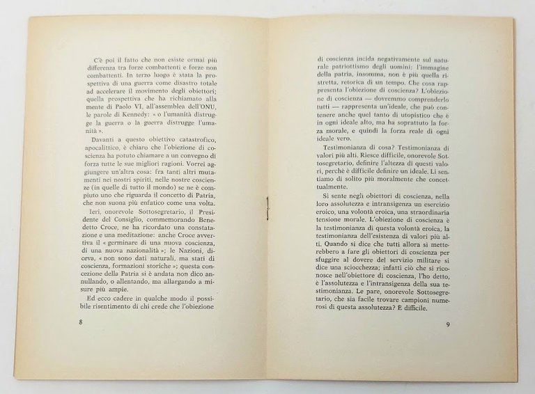 Ragioni dell'obiezione di coscienza. Discorso pronunciato al Senato della repubblica …