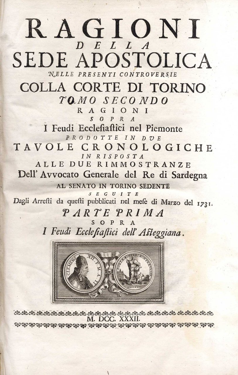 RAGIONI DELLA SEDE APOSTOLICA nelle presenti CONTROVERSIE colla CORTE DI …