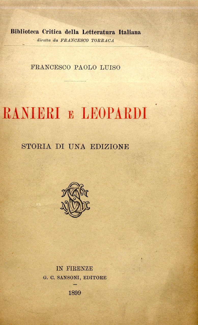 Ranieri e Leopardi storia di una edizione